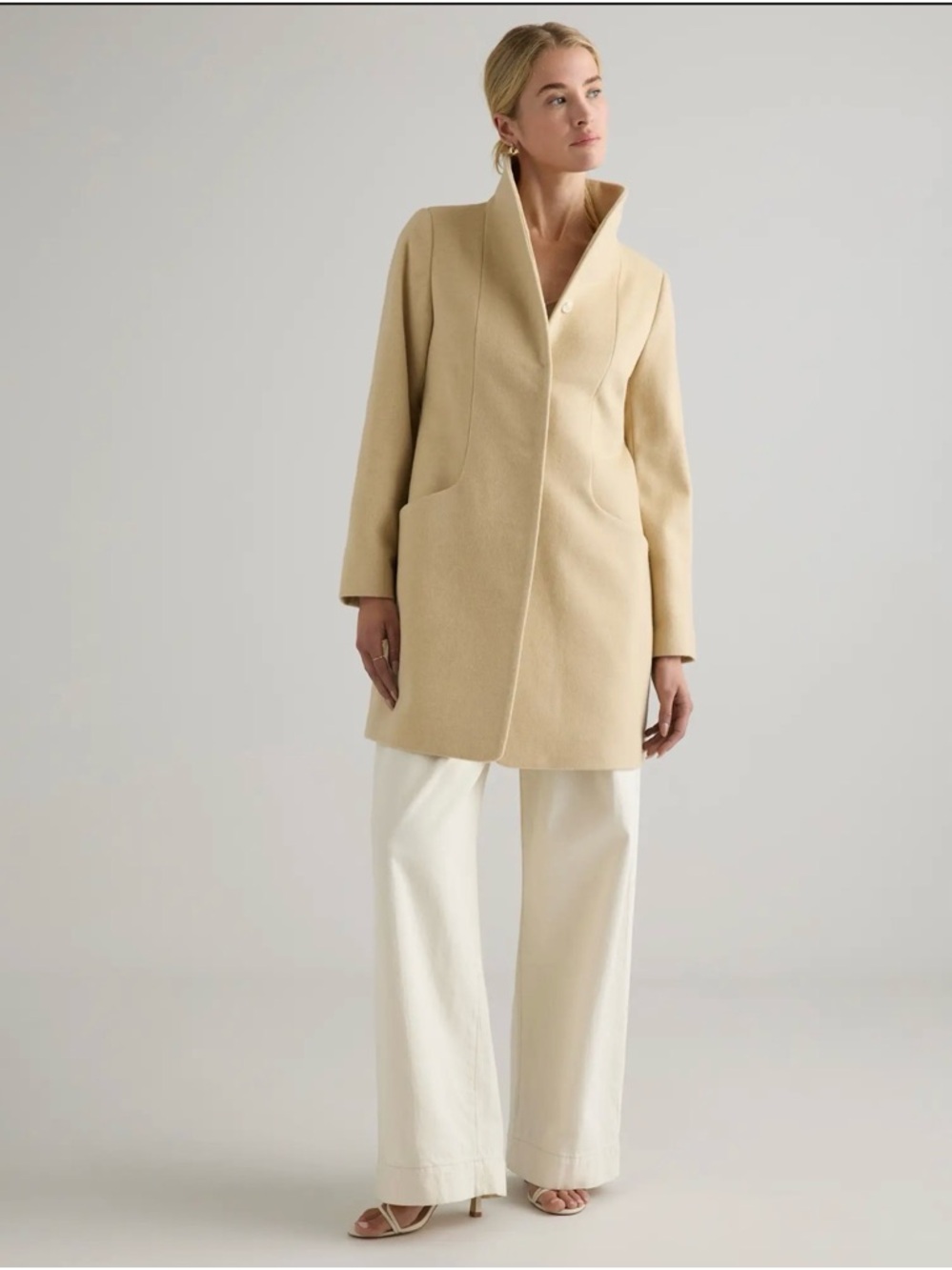 Quince Italian Wool Cocoon Coat in Buttercream Size Medium 363